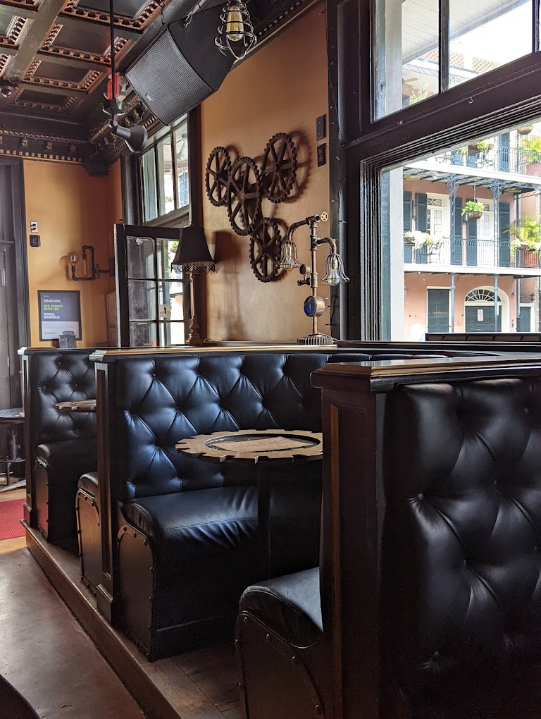 Steampunk leather booth seating